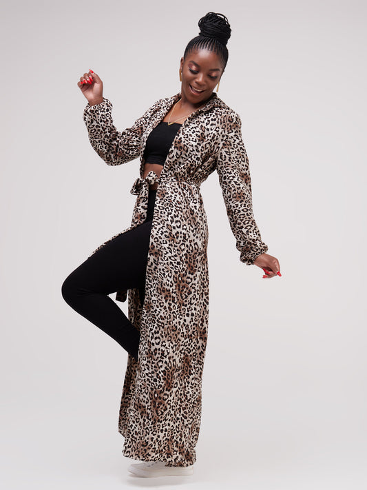 Safari Inara Maxi Coverup - Brown Cheetah Print