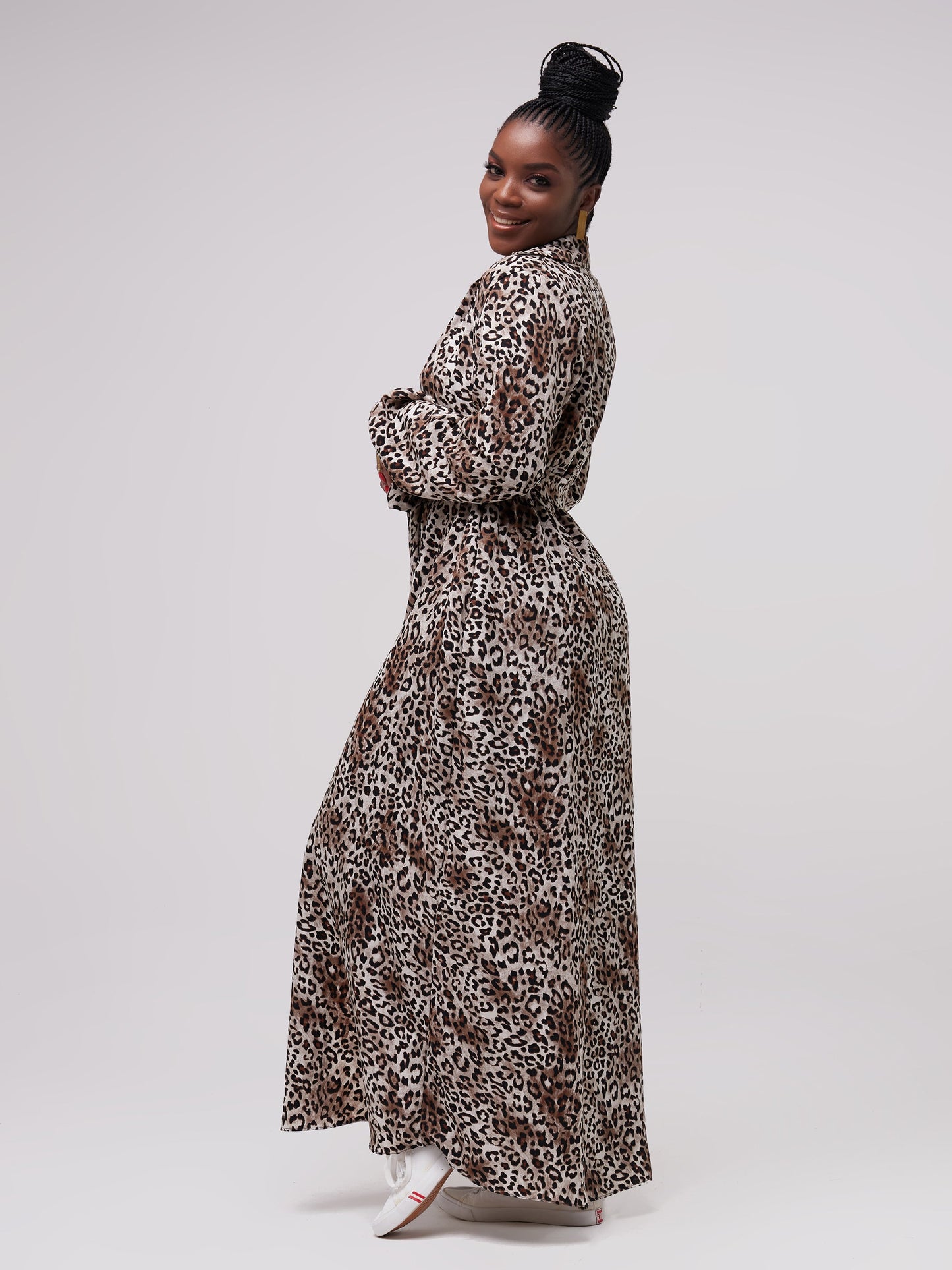 Safari Inara Maxi Coverup - Brown Cheetah Print