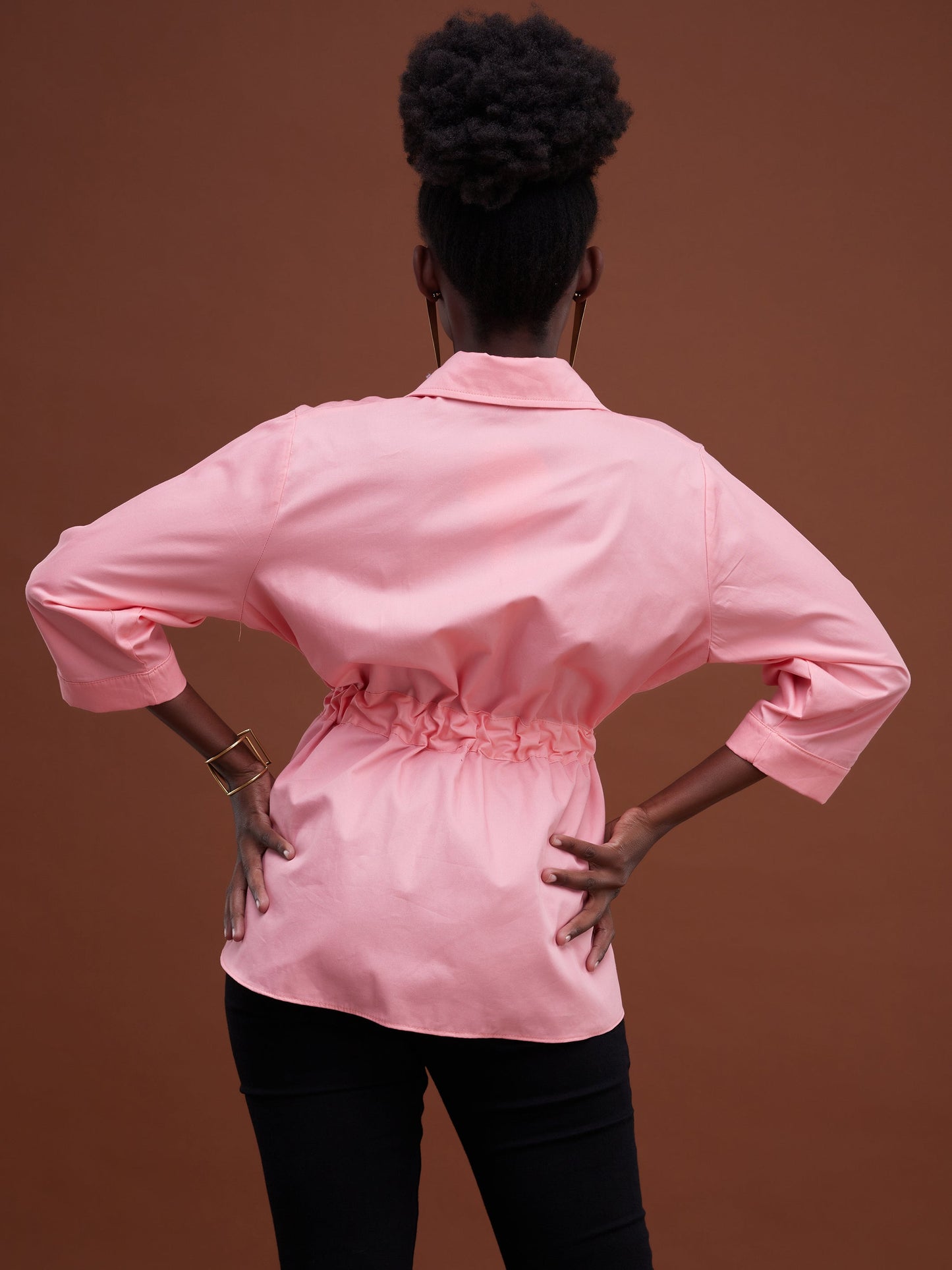 Safari Huru Peplum Shacket - Light Pink