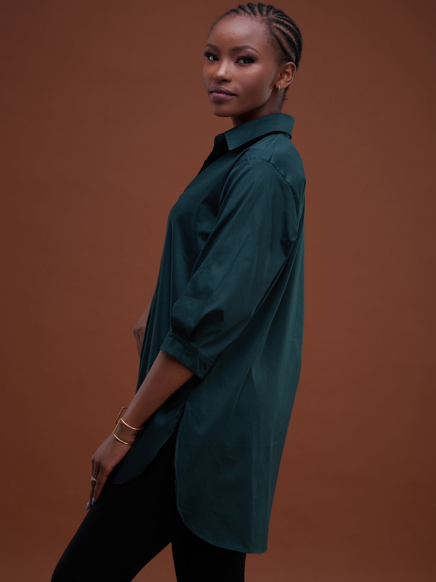 Safari Huru 3/4 Sleeved Loose Top - Dark Green