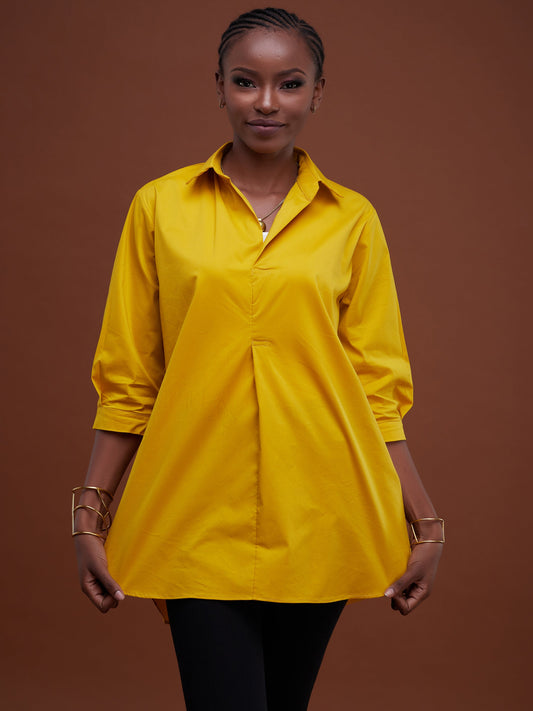 Safari Huru 3/4 Sleeved Loose Top - Mustard