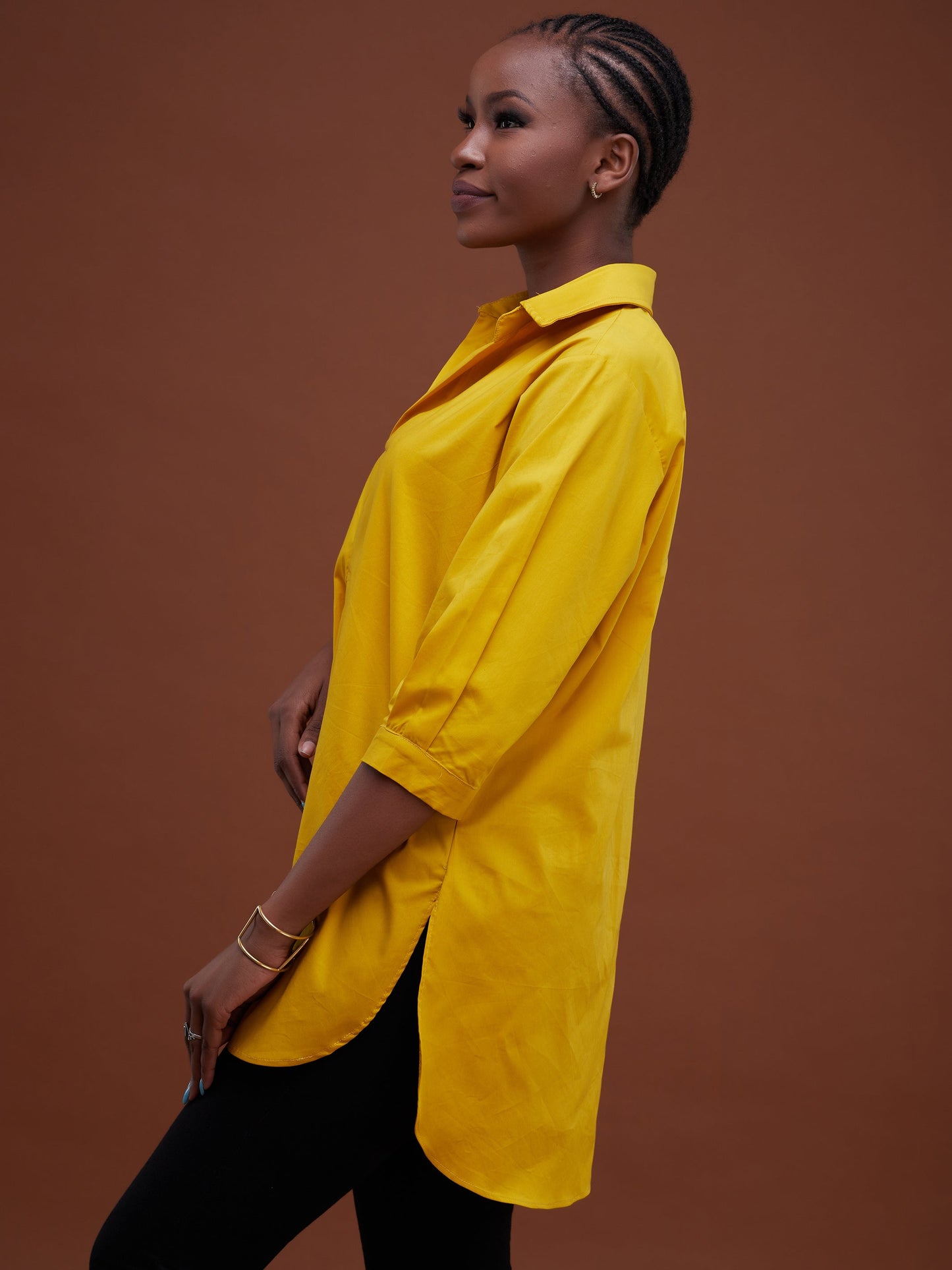 Safari Huru 3/4 Sleeved Loose Top - Mustard