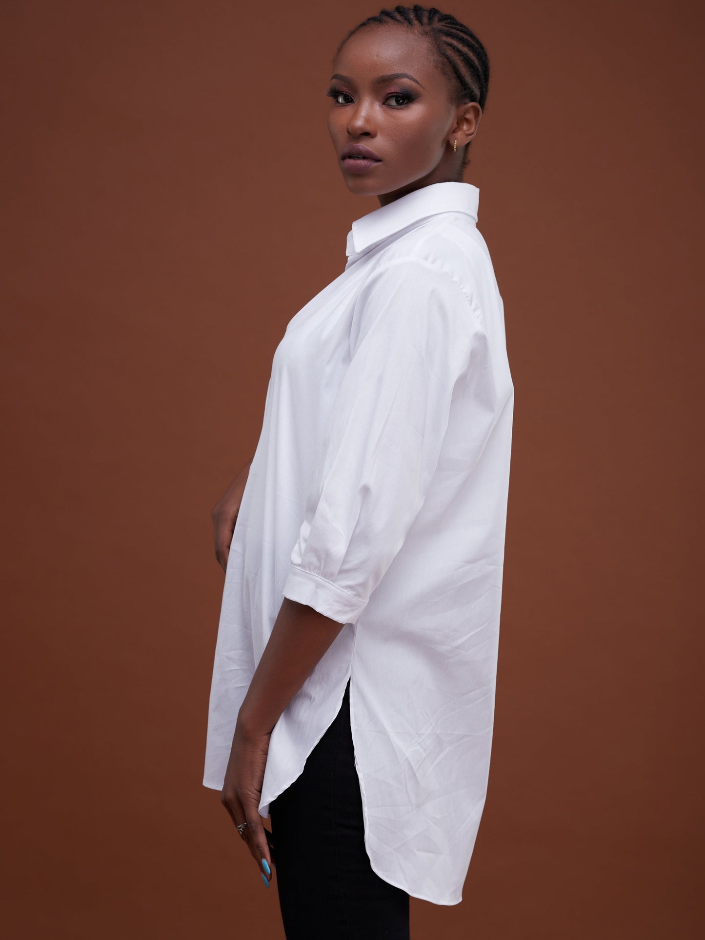 Safari Huru 3/4 Sleeved Loose Top - White