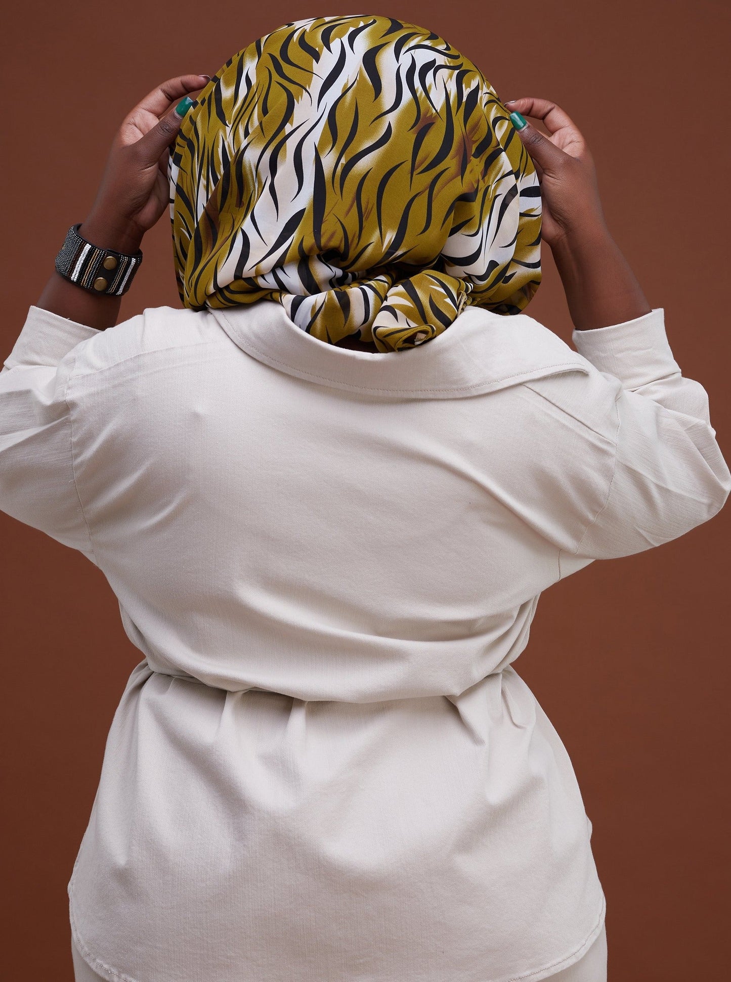 Safari Basic Chiffon Scarf - Green / Black Print