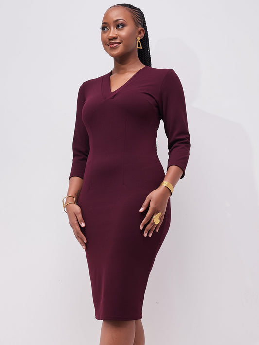 Vivo J.O V-Neck Sheath Dress - Raspberry