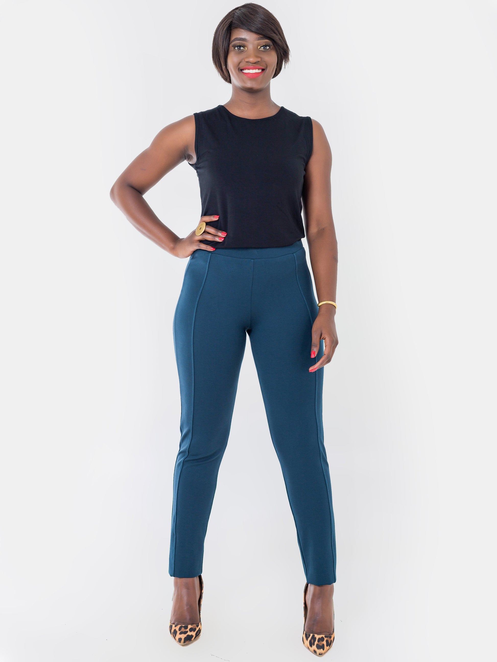 Vivo Paneled Leisure Pants - Teal - Shop Zetu