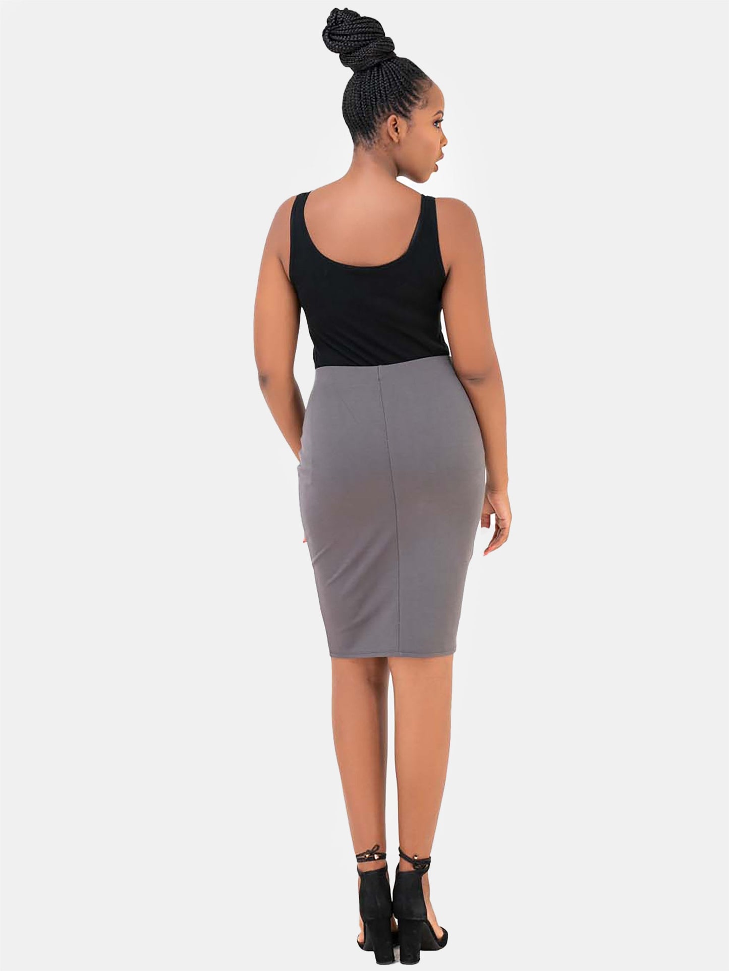Vivo Basic Pencil Skirt - Grey - Shop Zetu