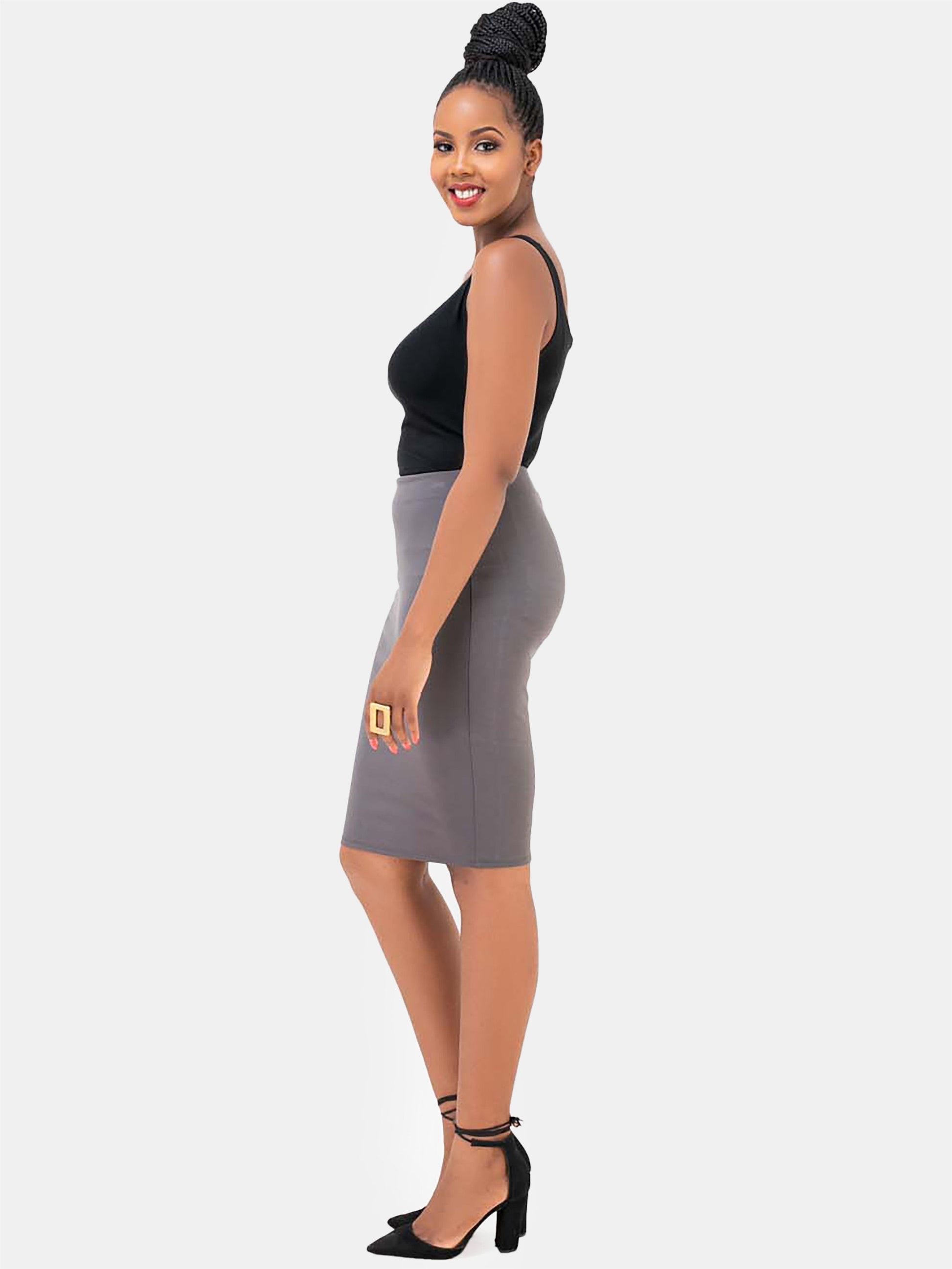 Vivo Basic Pencil Skirt - Grey - Shop Zetu