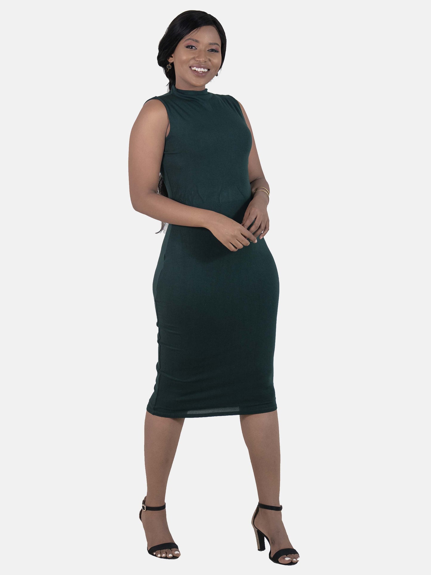 Vivo Basic Vanessa Double Layered Bodycon Dress - Dark Green