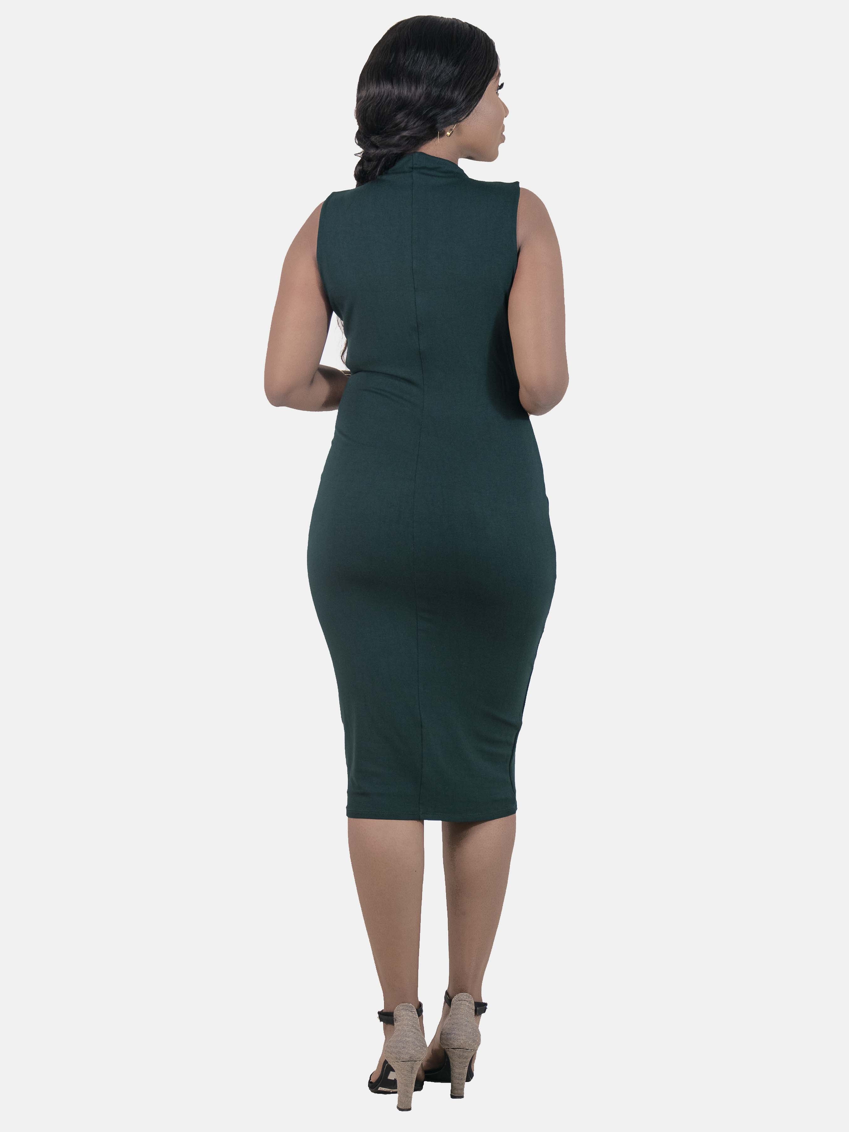 Vivo Basic Vanessa Double Layered Bodycon Dress - Dark Green