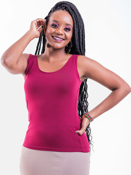 Vivo Basic Tank Top - Maroon - Shop Zetu