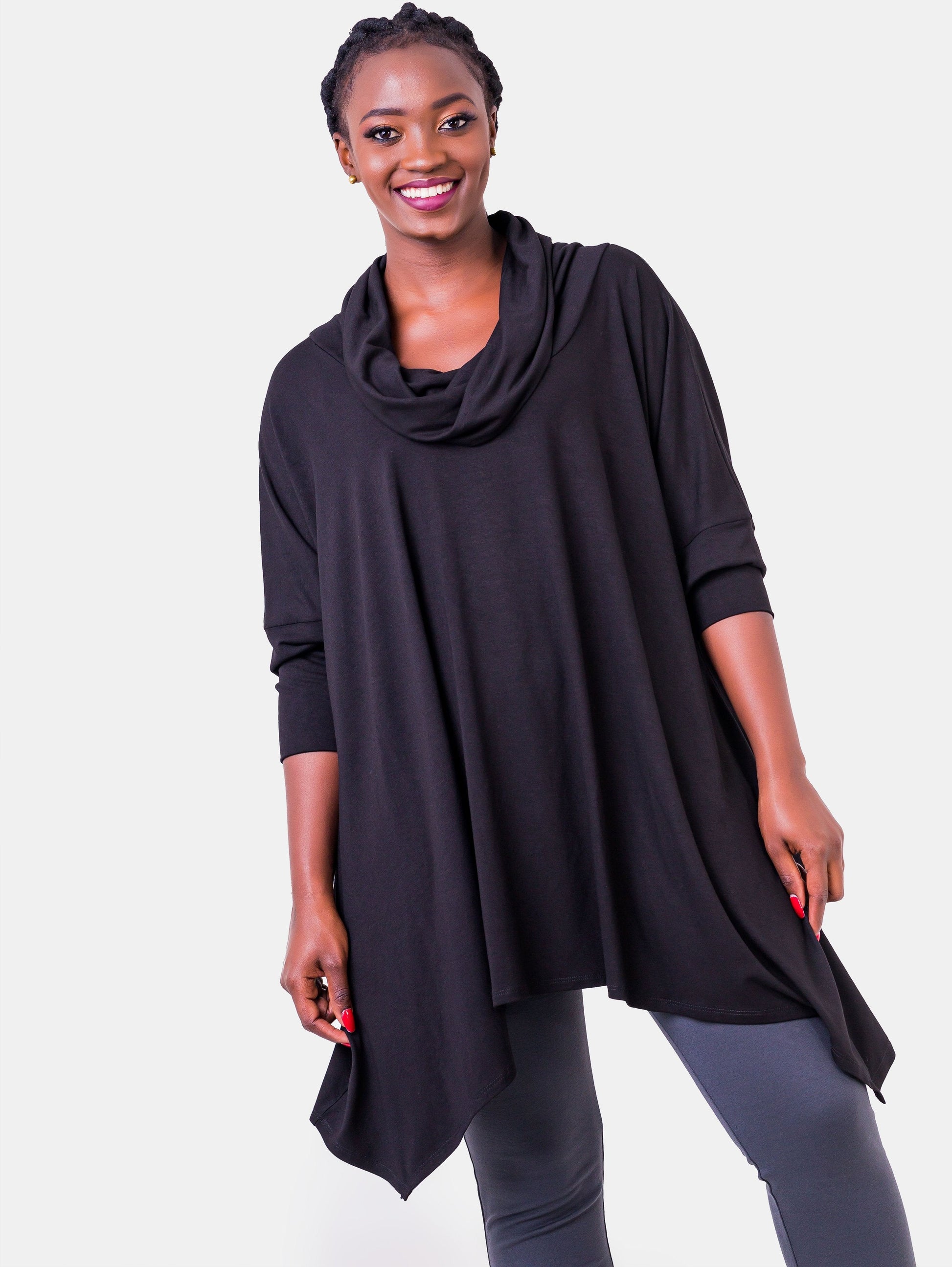Vivo Angela Cowl Top - Black - Shop Zetu