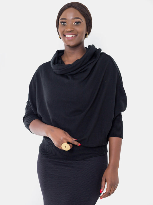Vivo Basic Short Dolman Sweater - Black