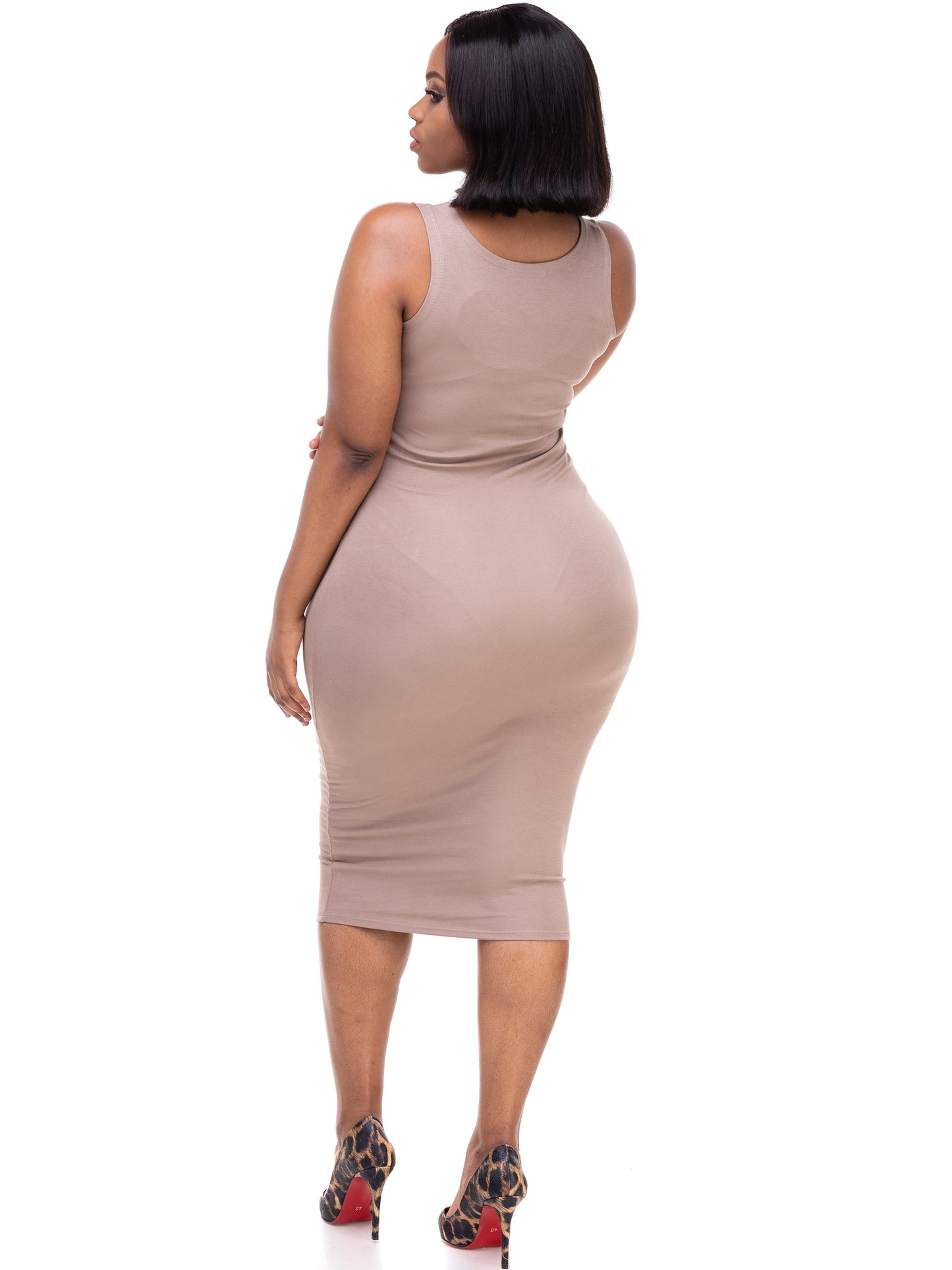Vivo Basic Sleeveless Leila Bodycon Dress - Taupe
