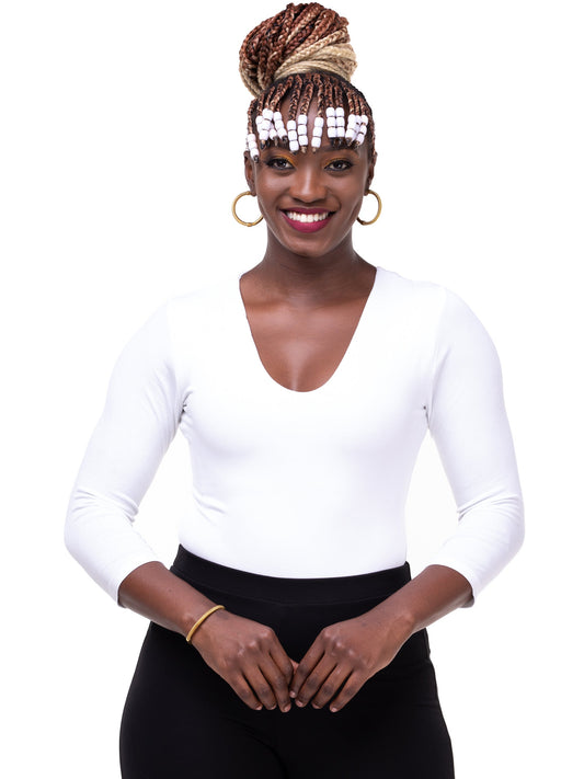 Vivo Basic 3/4 Sleeved Double Layered Bodysuit - White