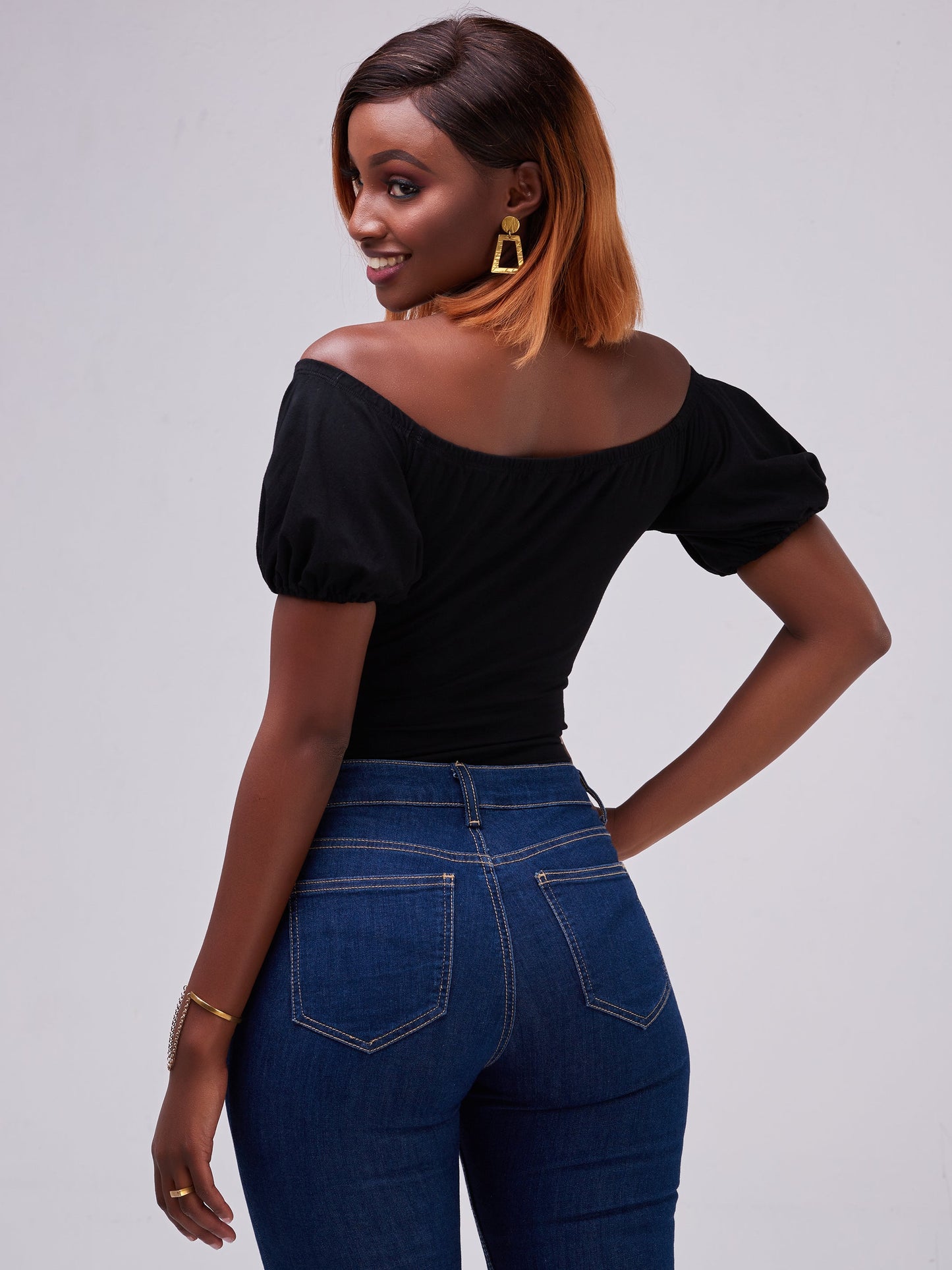Vivo Zari Puff Sleeved Bodysuit - Black
