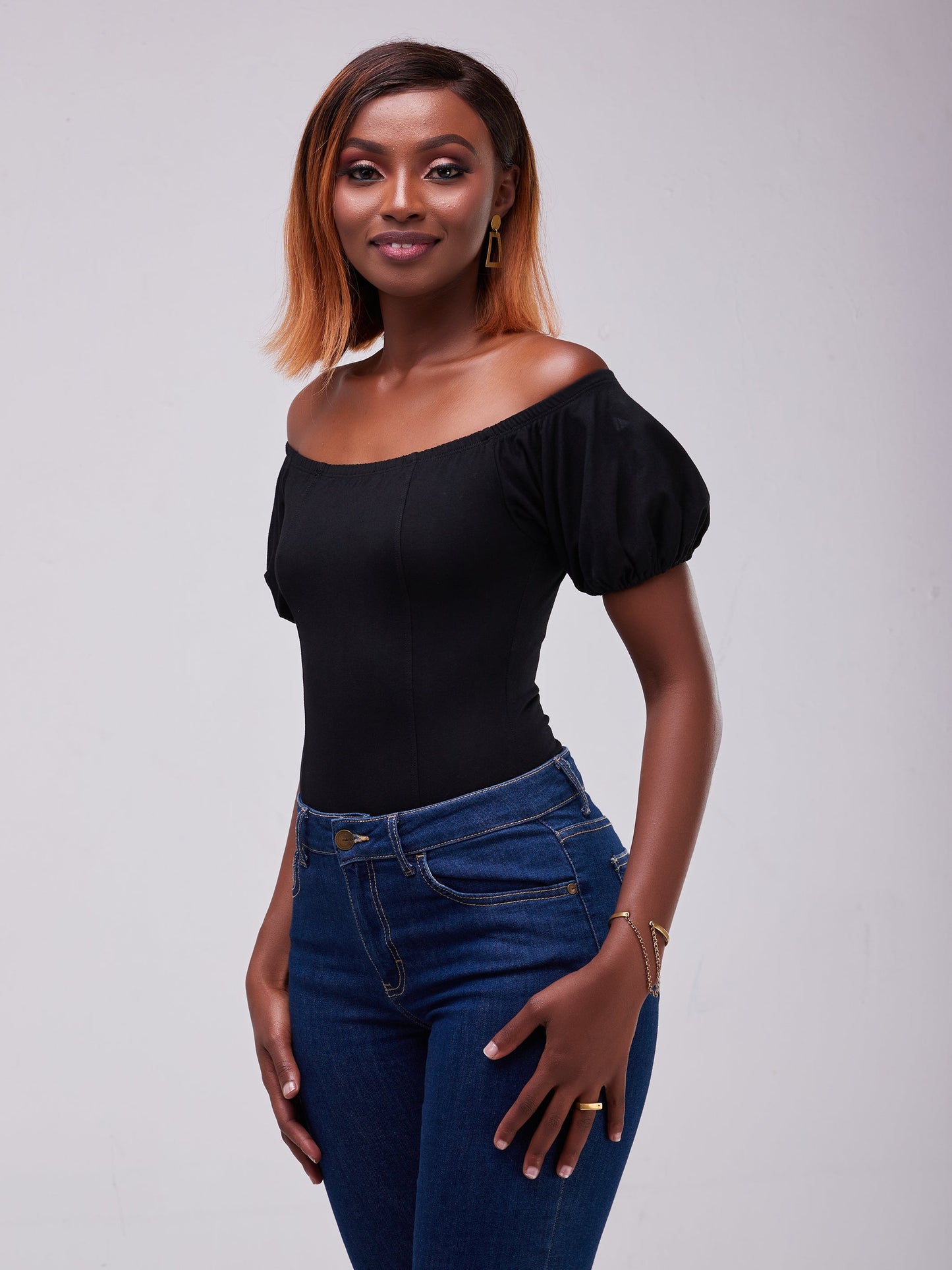 Vivo Zari Puff Sleeved Bodysuit - Black