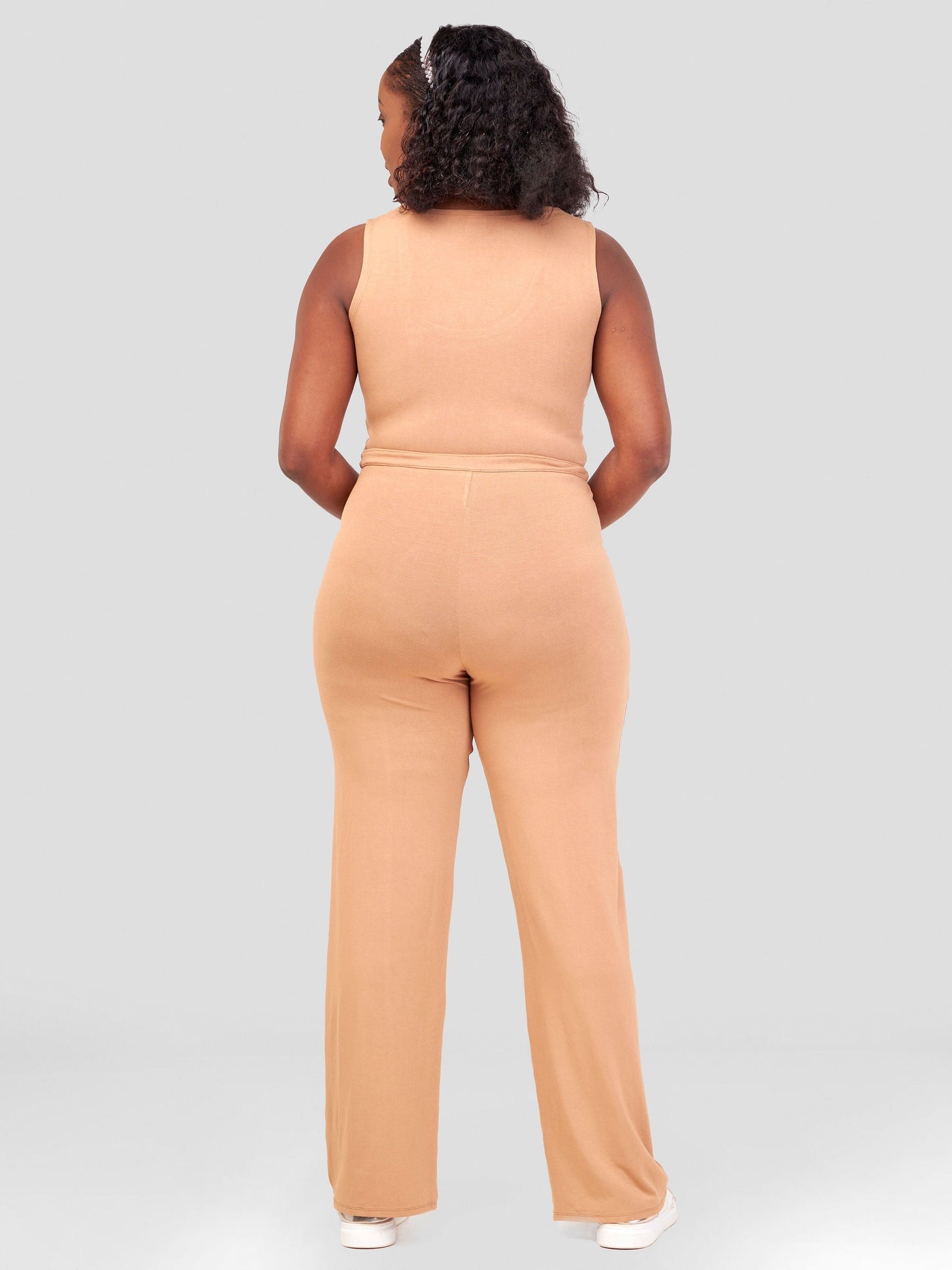 Vivo Jira Scoop Neck Jumpsuit - Tan