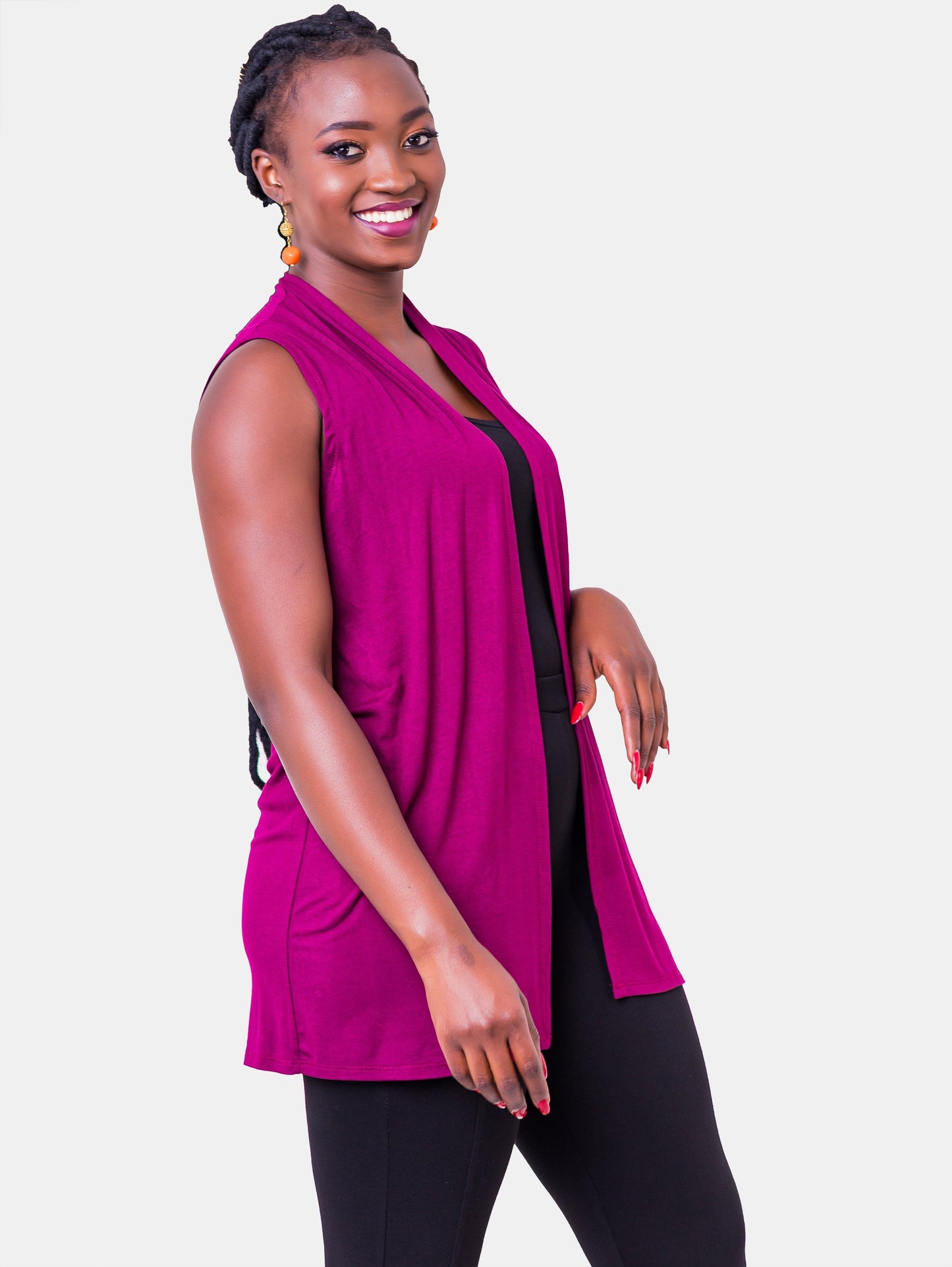 Vivo Basic Sleeveless Jersey Waterfall - Burgundy - Shop Zetu
