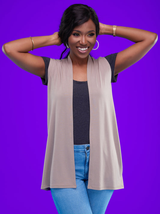 Vivo Basic Sleeveless Jersey Waterfall - Taupe