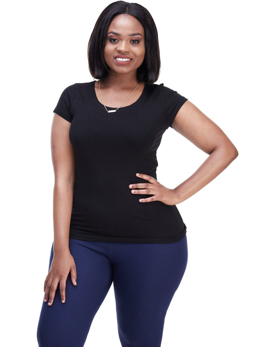 Vivo Basic Val Cap Sleeve Top - Black