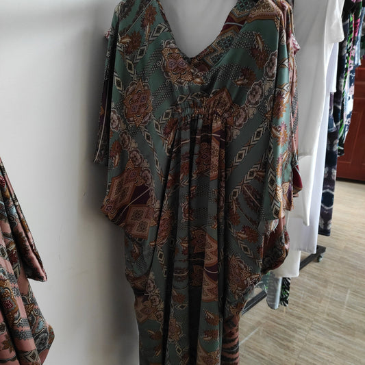 Vivo Lani Dolman Maxi Dress - Teal Print