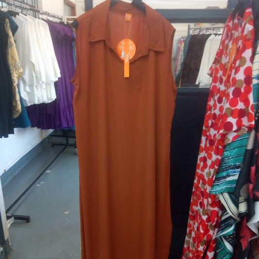 Vivo Sana Chiffon Maxi Side Slit Top - Rust