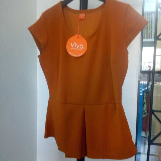 Vivo Cap Sleeve Amber Front Pleat Top - Mustard