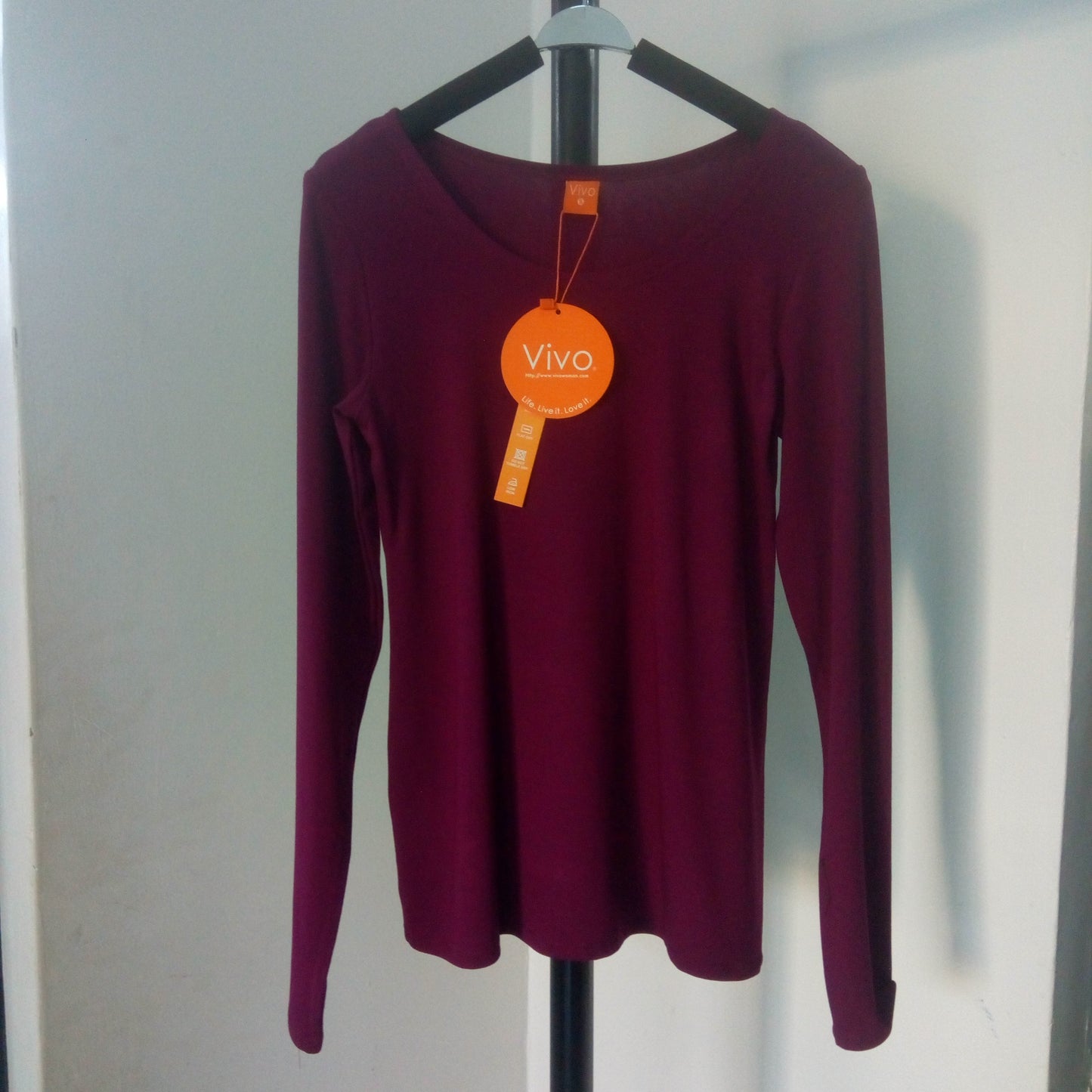 Vivo Basic Long Sleeved Top - Burgundy