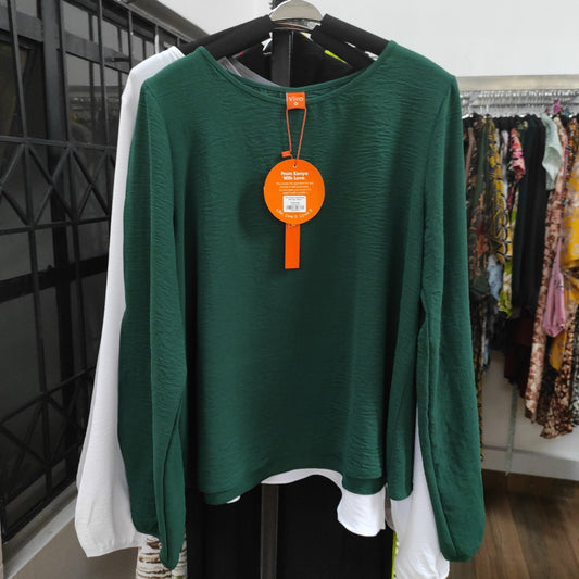 Vivo Tunu Long Sleeve Slit Top - Green