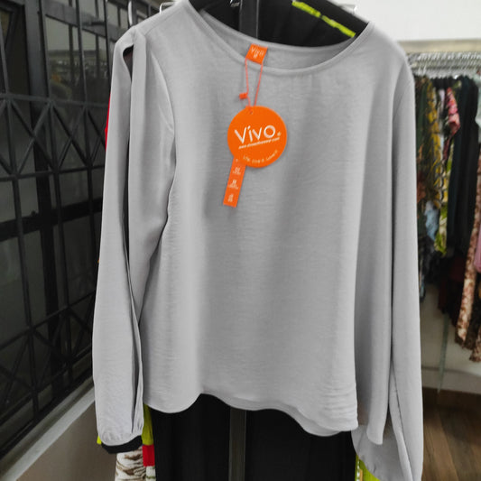 Vivo Tunu Long Sleeve Slit Top - Grey