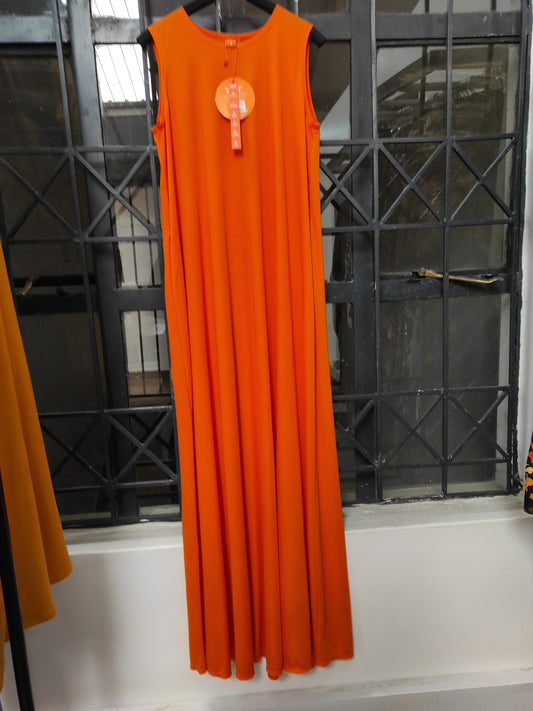 Vivo Ponte Back Pleat Maxi Dress - Marigold