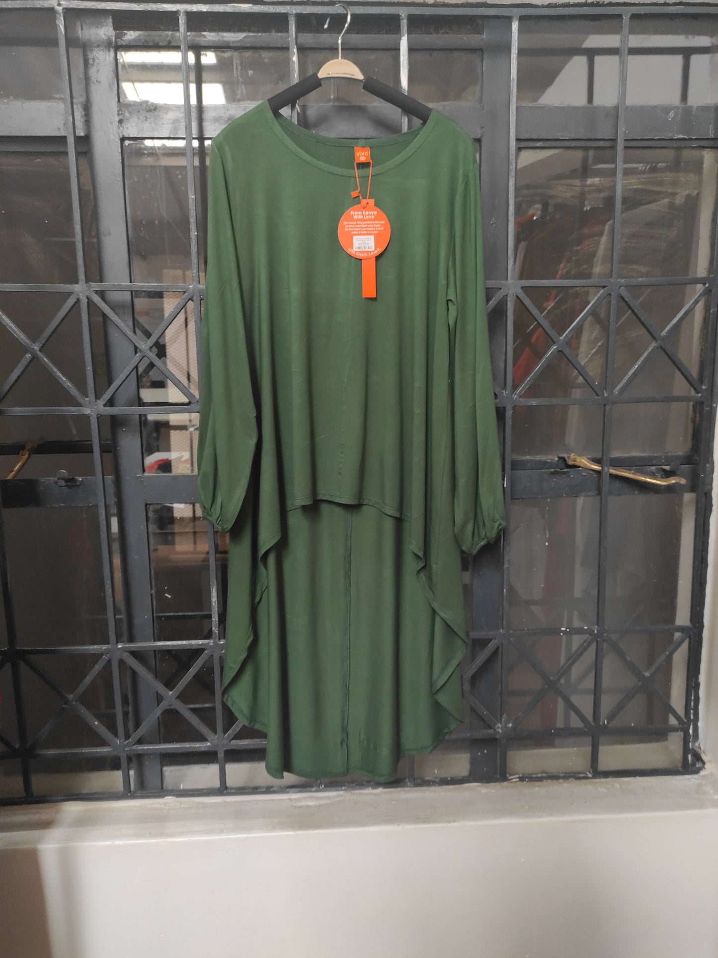 Vivo Nalia Long Sleeve High Low Top -  Army Green
