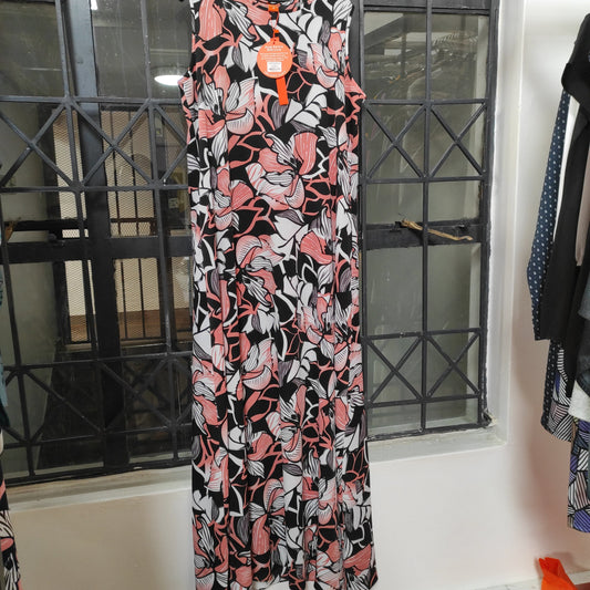 Vivo Basic Sleeveless Tent Maxi Dress - Pink Floral Print