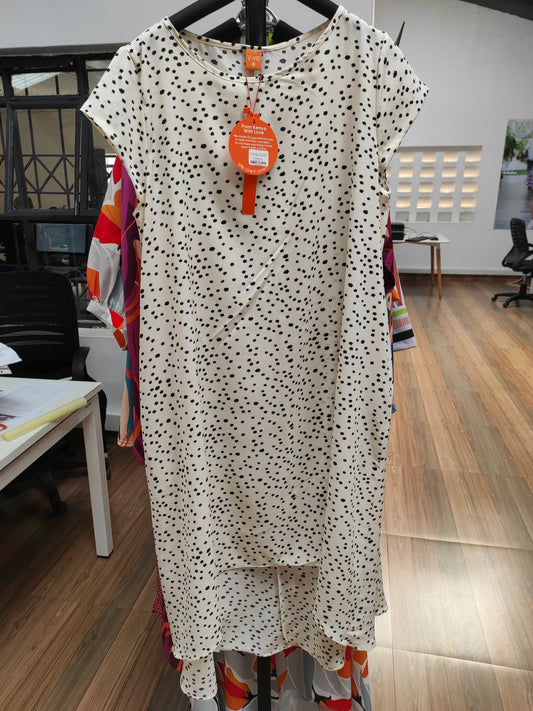 Vivo Jema High Low Tent Dress - White / Black Abstract Print