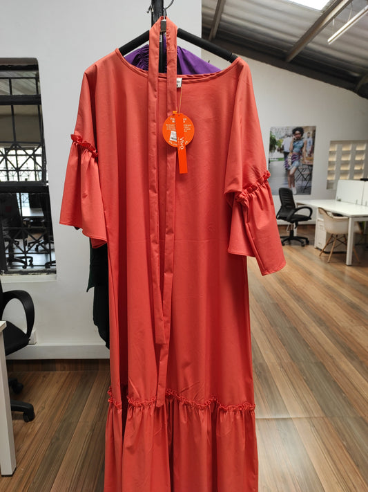 Safari Tawi Flounce Maxi Dress - Peach