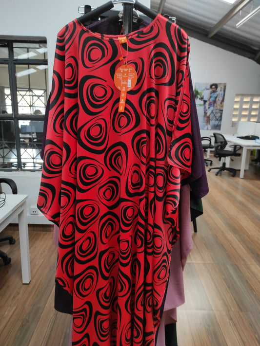 Vivo Lani Maxi Dress - Red / Black Geometric Print