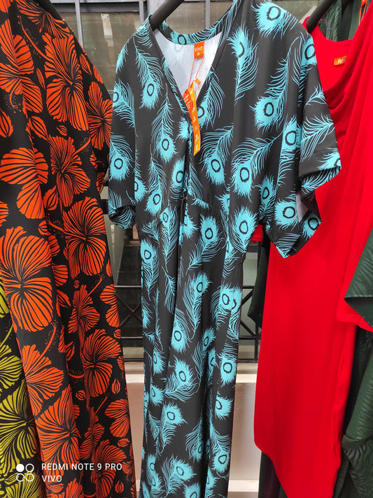 Vivo Zola Panel V Neck Maxi Dress - Black / Teal Animal Print