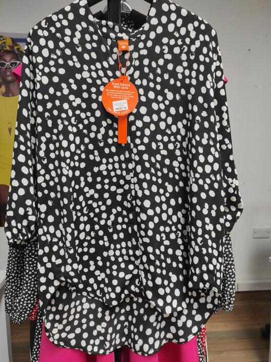 Vivo Dua Shirt - Black / White Abstract Print