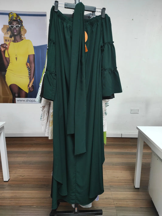 Vivo Malindi Off Shoulder High Low Dress - Dark Green