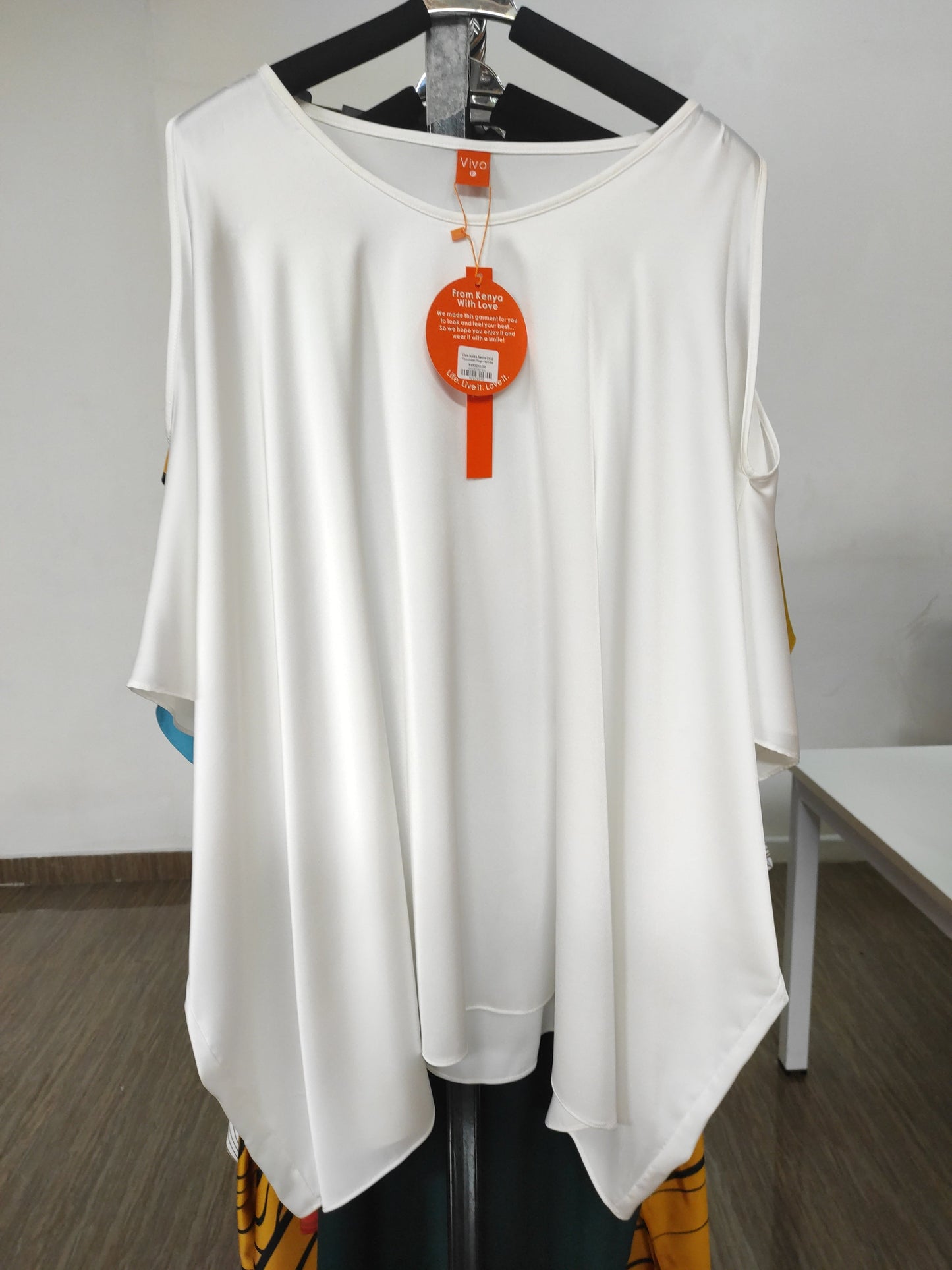 Vivo Asika Satin Cold Shoulder Top - White