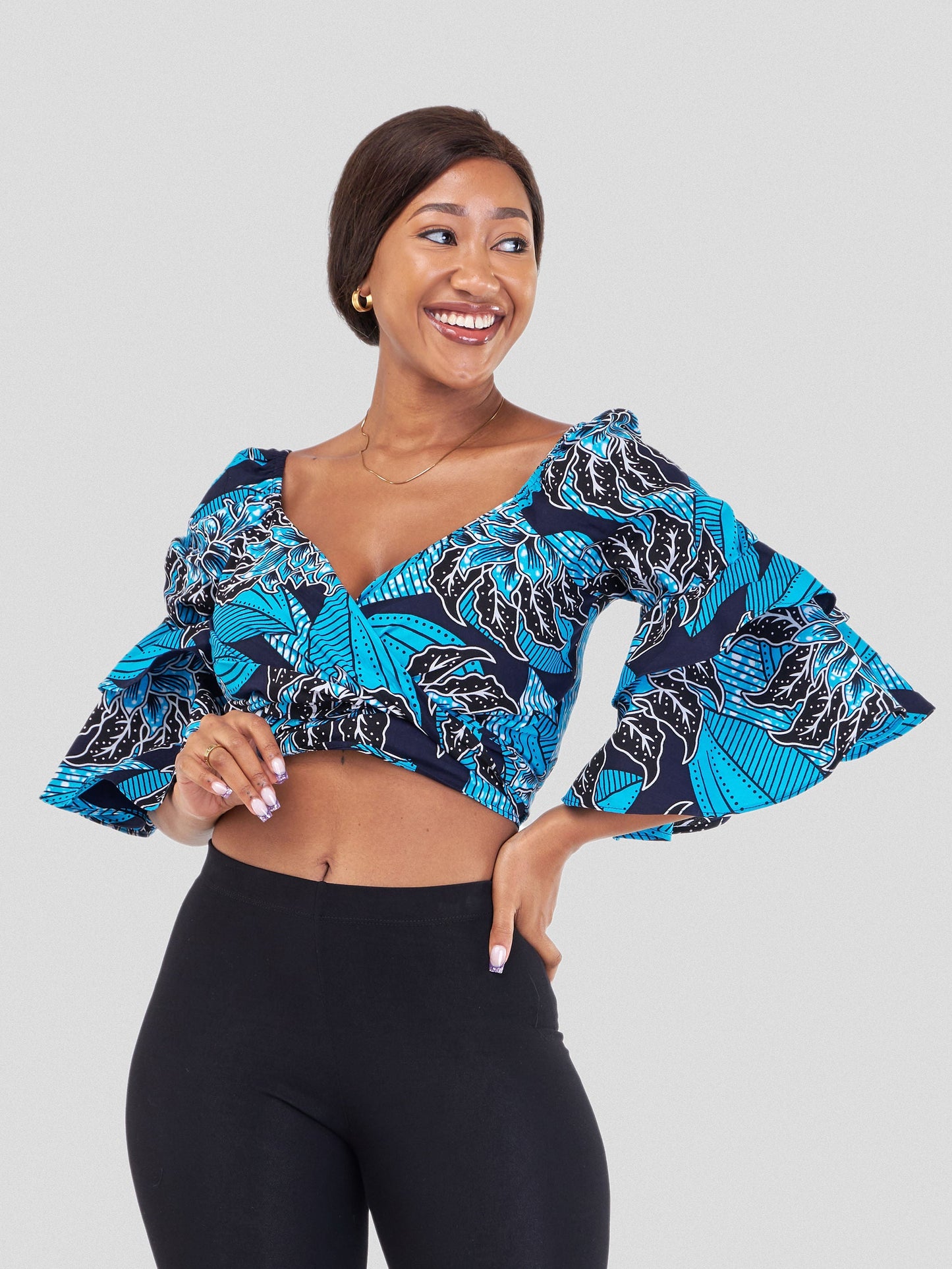 Vivo Naya Tiered Sleeve Wrap Top - Jivu