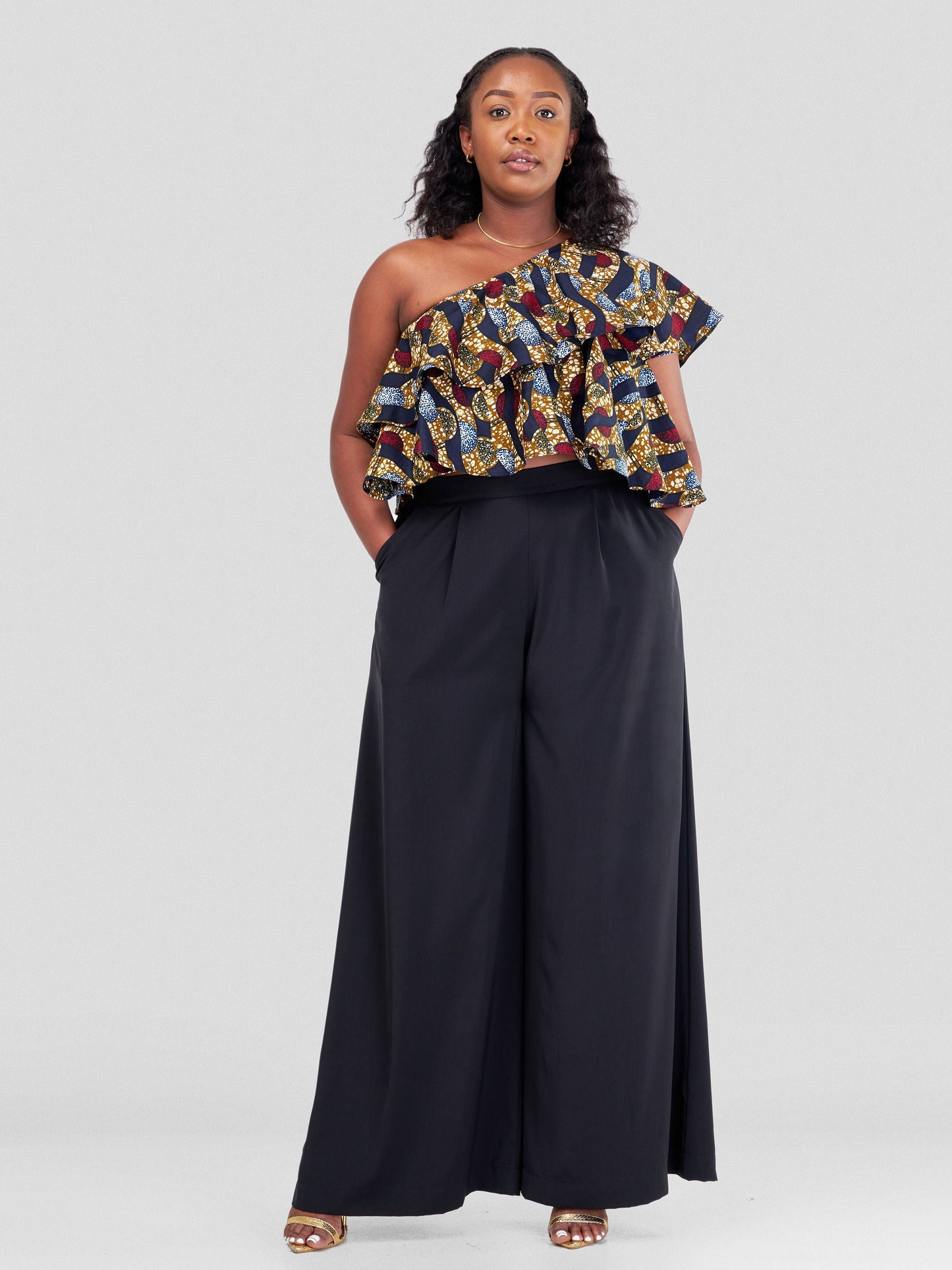 Vivo Naya One Shoulder Flounce Crop Top - Doa