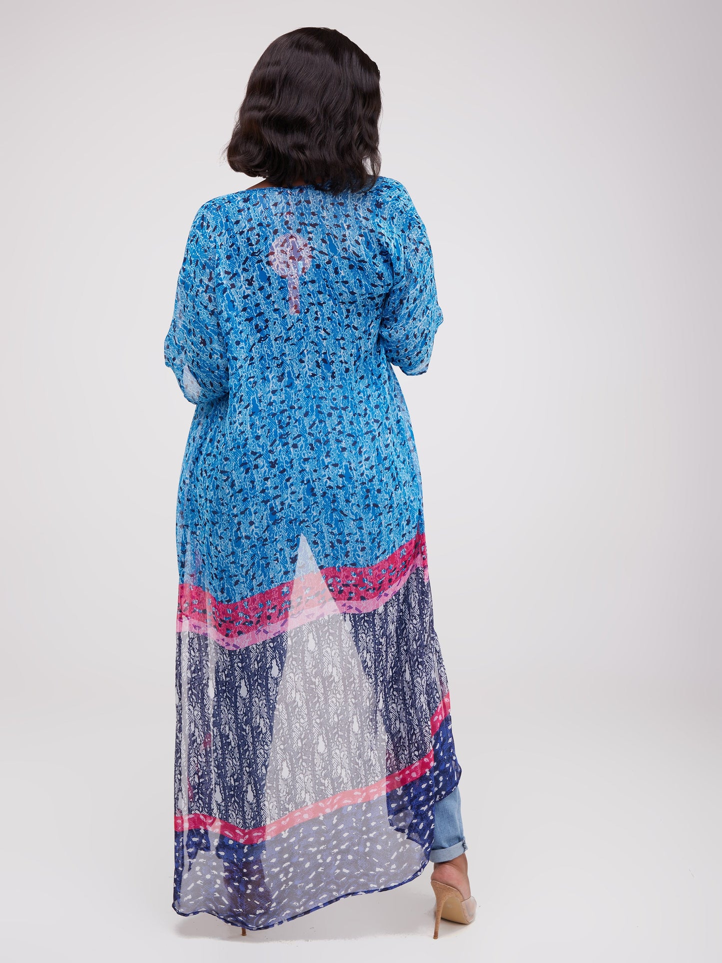 Vivo Basic Nandi A-Line Kimono - Blue / White Print