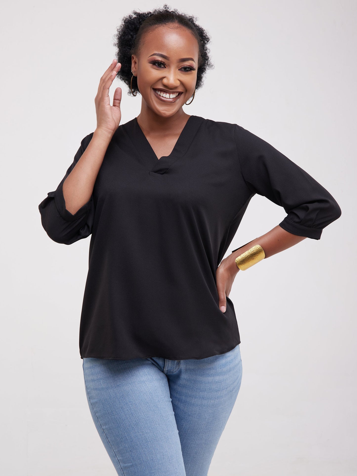 Vivo J.O 3/4 Sleeve Top - Black