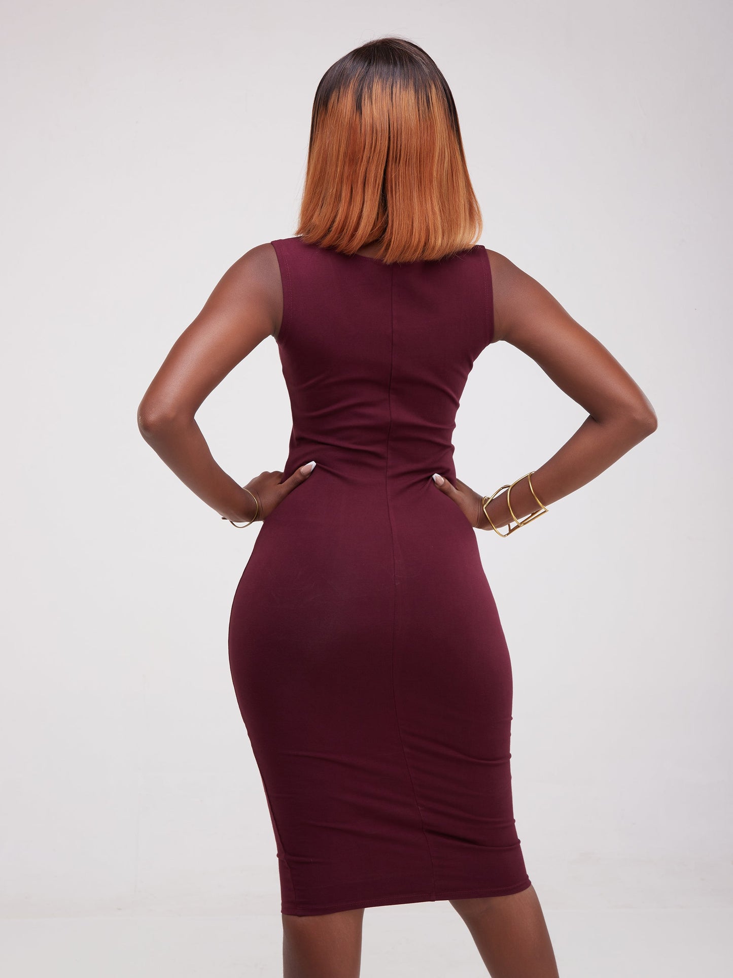Vivo Sophia Square Neck Bodycon - Maroon