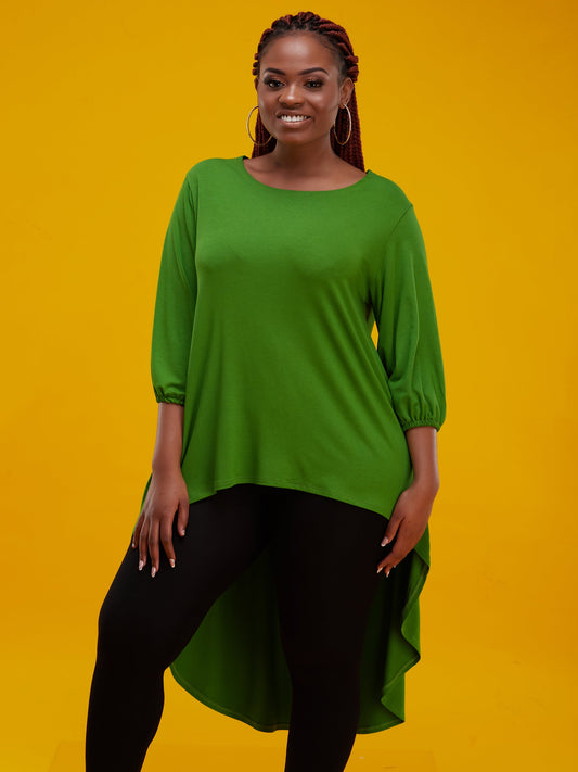Vivo Basic Nalia High Low Jersey Top - Hunters Green