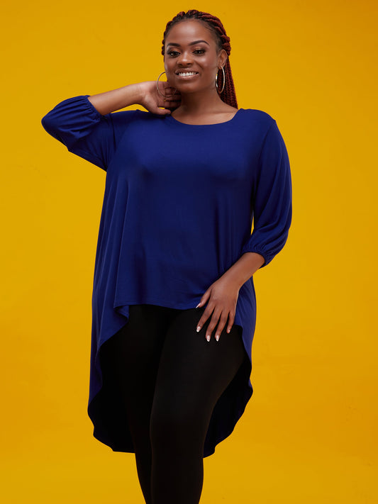 Vivo Basic Nalia High Low Jersey Top - Royal Blue