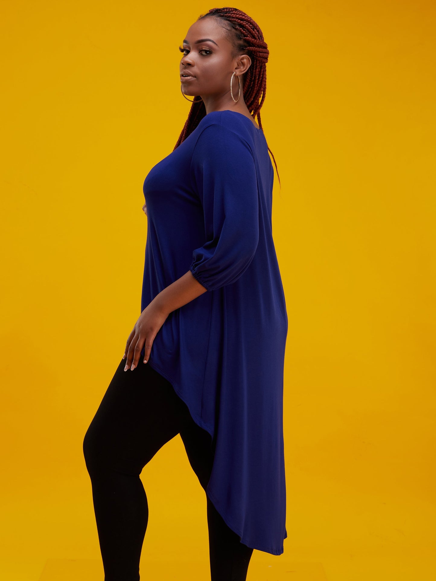Vivo Basic Nalia High Low Jersey Top - Royal Blue