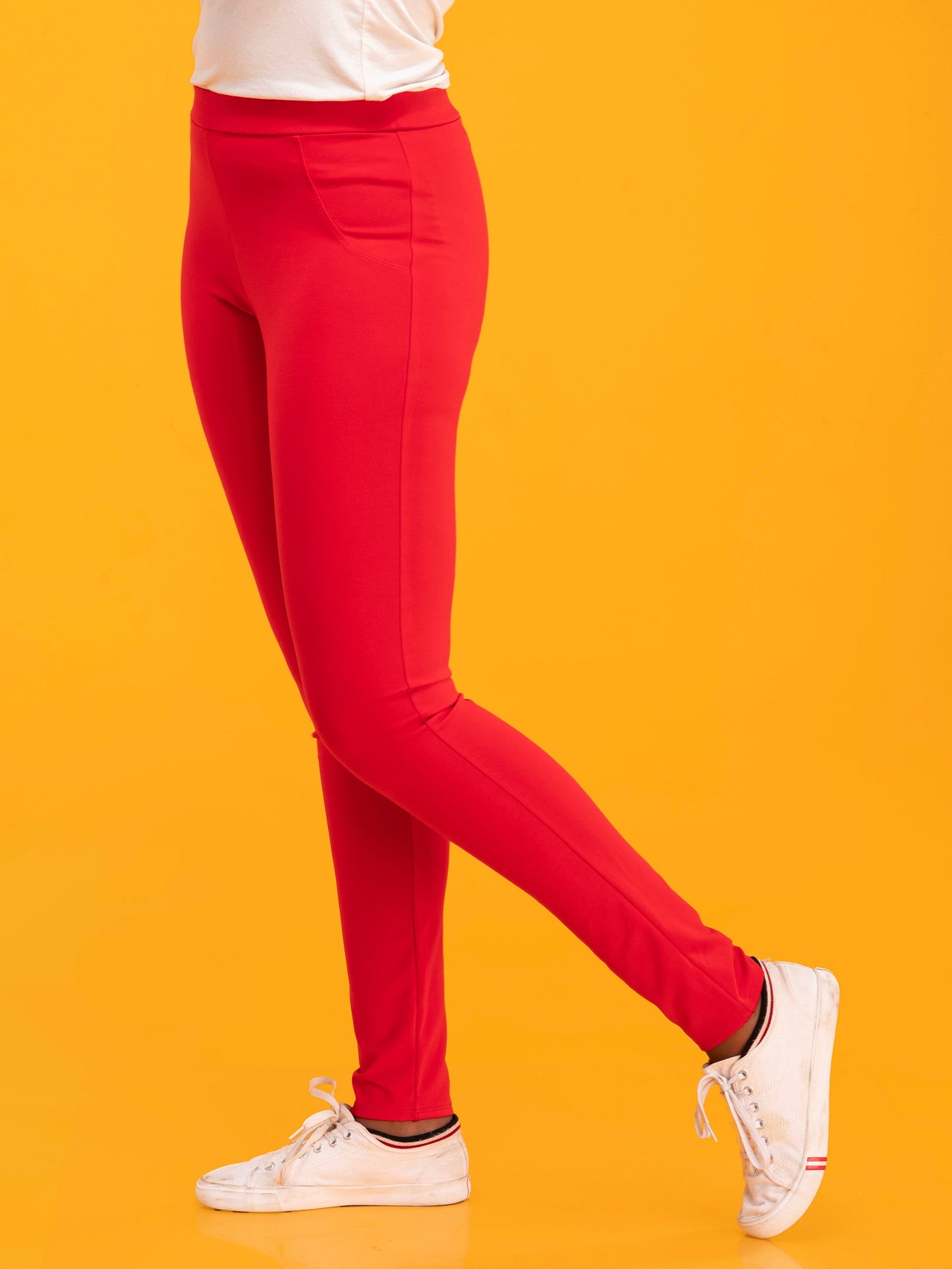 Vivo Basic Faux Pocket Leisure Pants - Red